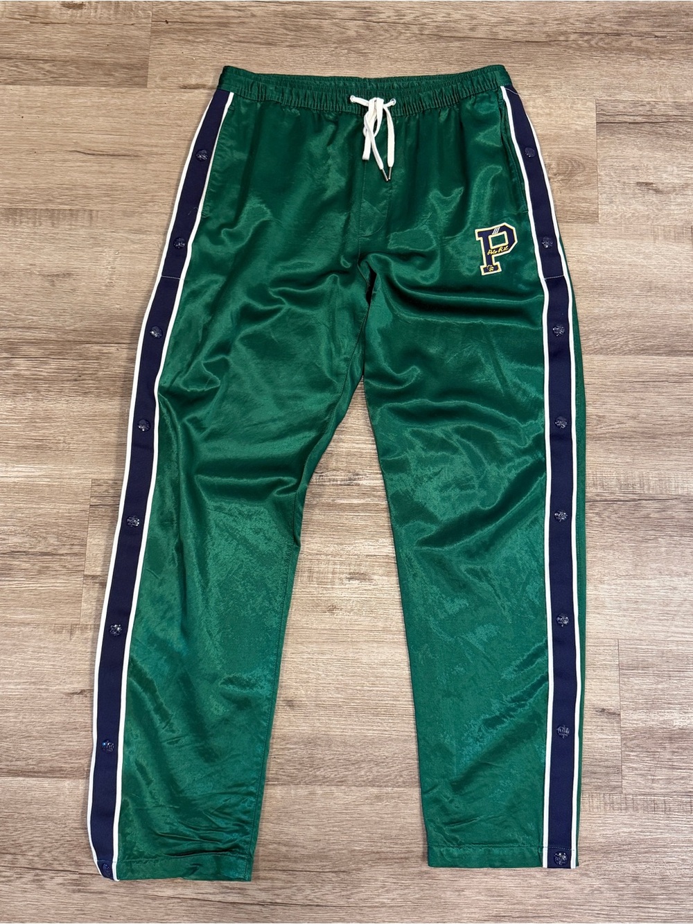 Polo Ralph Lauren "P" Logo Satin Tear Away Track Athletic Pants Medium